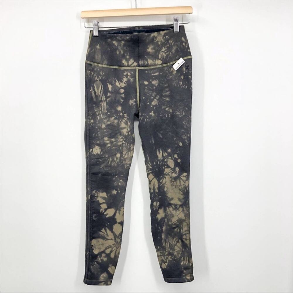 Good American Essentials Tie Dye Seamless Leggings Black & Green Size 3/4 NEW